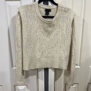 House of Harlow Cream Cable Knit Sweater